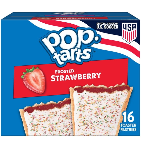 Pop-Tarts Toaster Pastries, Breakfast Foods, Kids Snacks, Value Pack, Frosted Strawberry (16 Pop-Tarts)